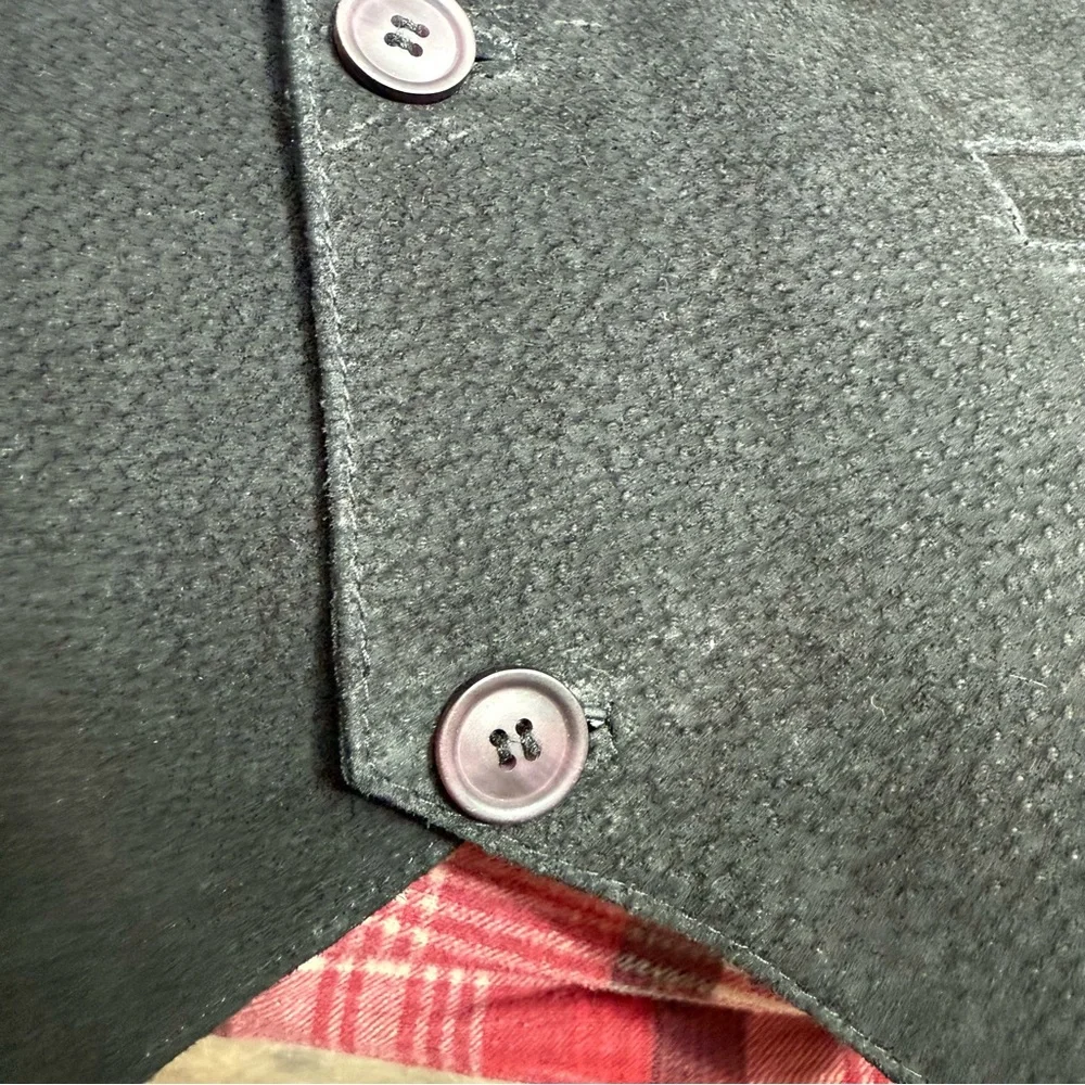 Vintage Leather Black Button Up Waistcoat Vest